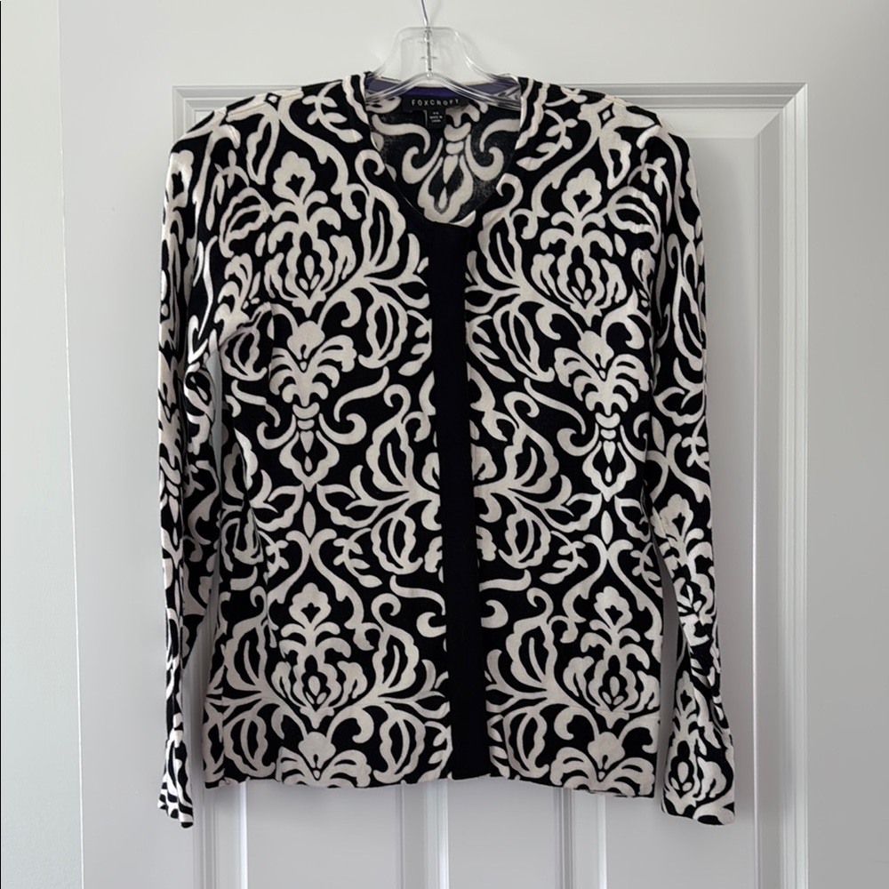 Foxcroft Black and White Patterned Cardigan